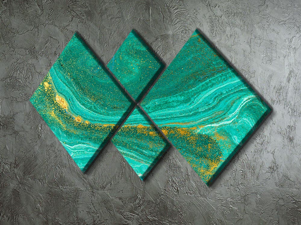 Green Swirled Marble 4 Square Multi Panel Canvas - Canvas Art Rocks - 2
