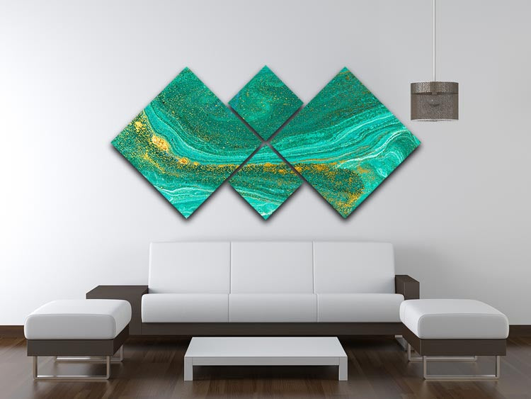 Green Swirled Marble 4 Square Multi Panel Canvas - Canvas Art Rocks - 3