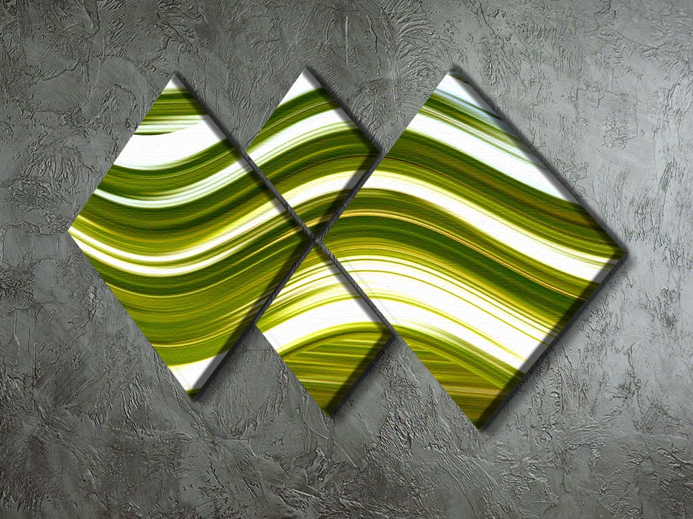 Green Wave 4 Square Multi Panel Canvas - Canvas Art Rocks - 2