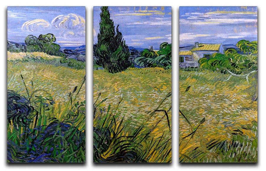 Green Wheat Field with Cypress by Van Gogh 3 Split Panel Canvas Print - Canvas Art Rocks - 4