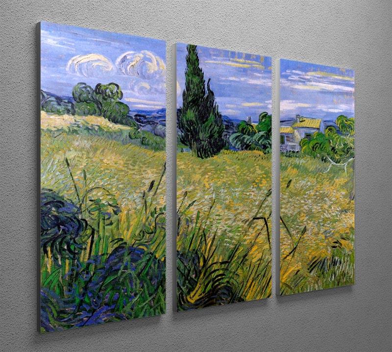 Green Wheat Field with Cypress by Van Gogh 3 Split Panel Canvas Print - Canvas Art Rocks - 4