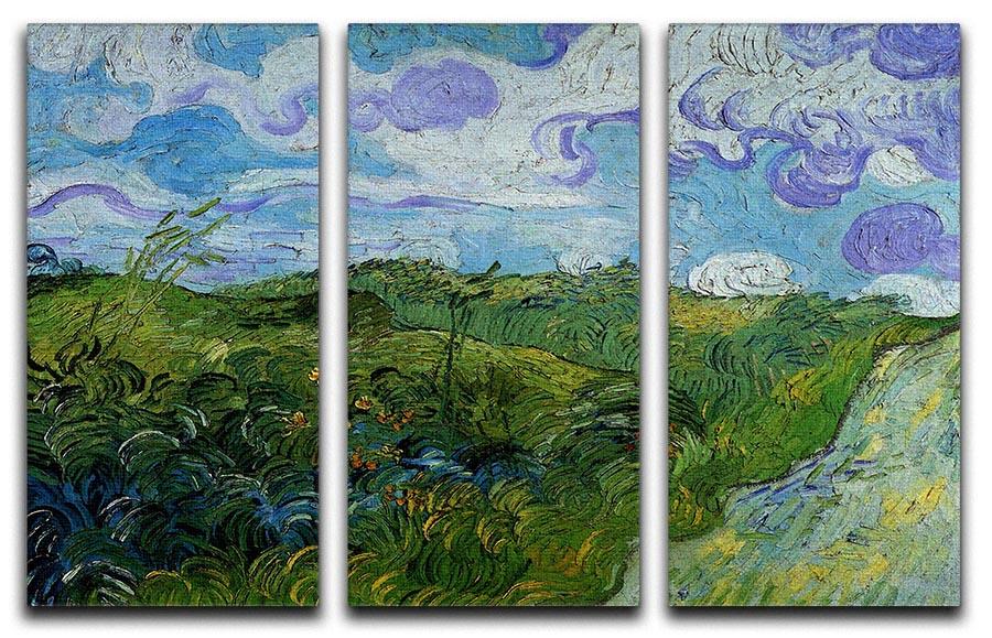 Green Wheat Fields by Van Gogh 3 Split Panel Canvas Print - Canvas Art Rocks - 4