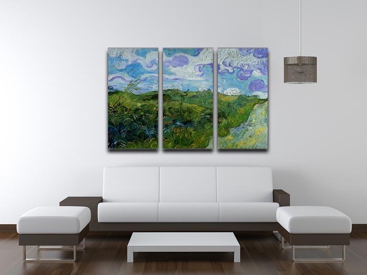 Green Wheat Fields by Van Gogh 3 Split Panel Canvas Print - Canvas Art Rocks - 4