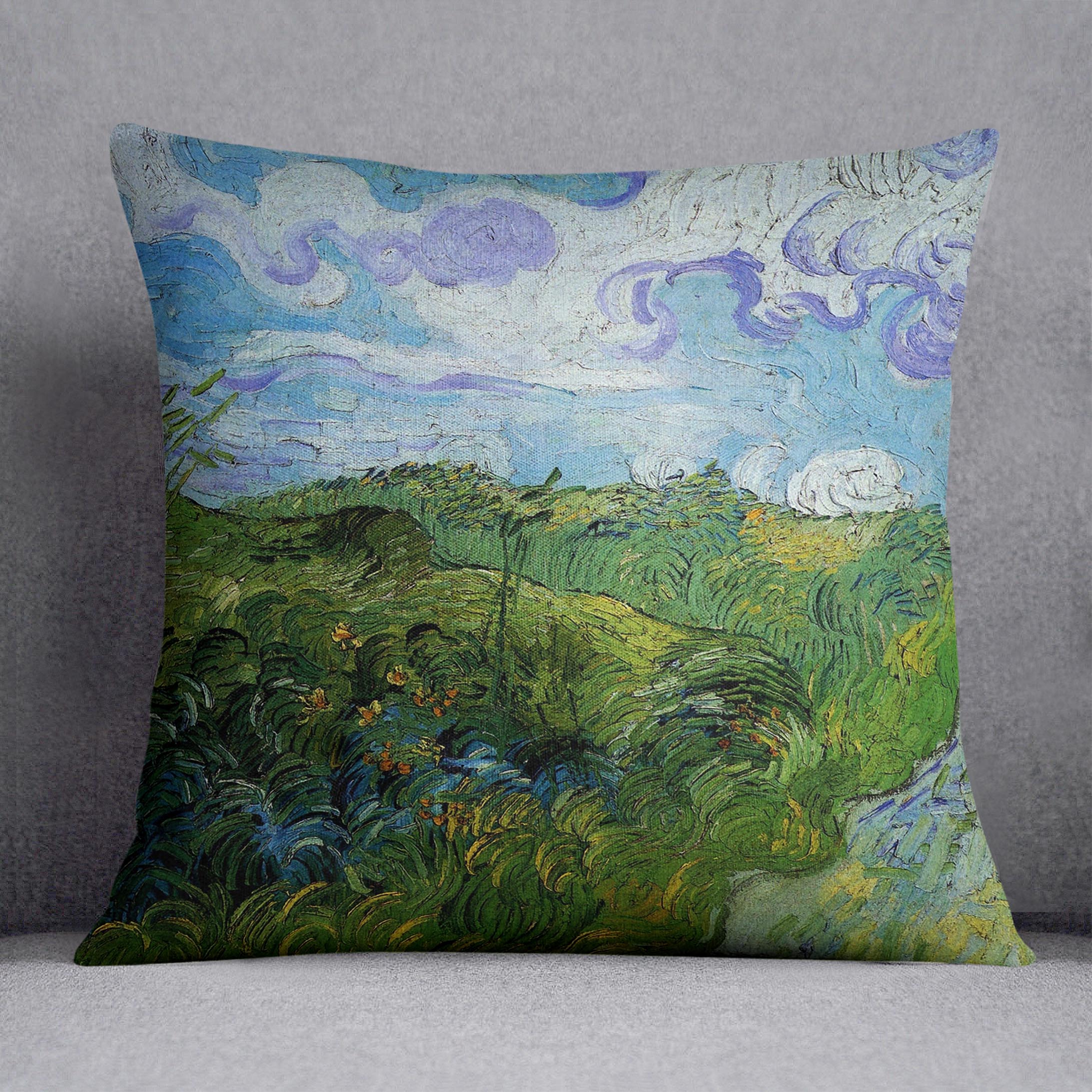 Green Wheat Fields by Van Gogh Cushion