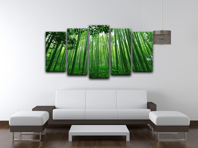 Green bamboo forest 5 Split Panel Canvas  - Canvas Art Rocks - 3