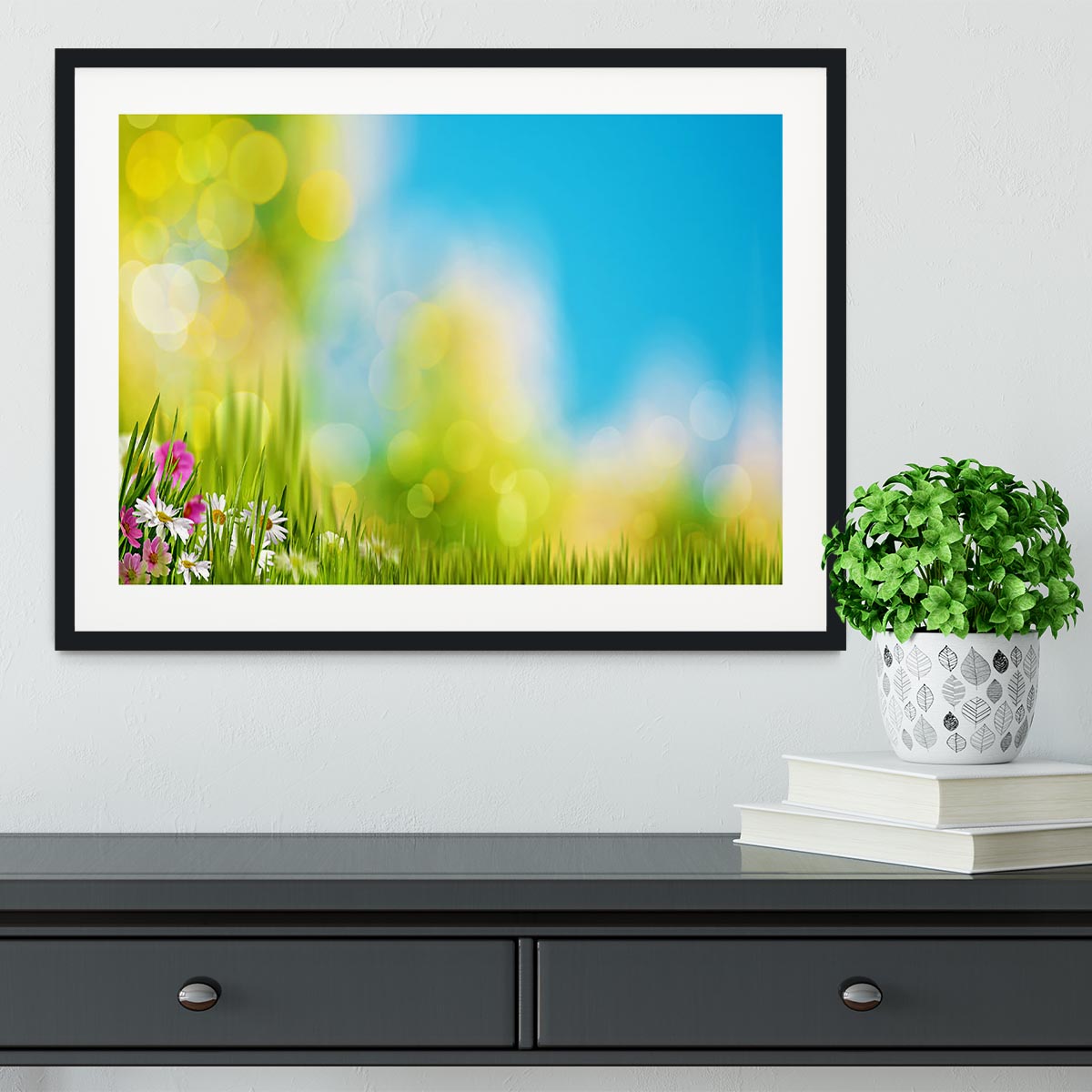 Green foliage under bright summer sun Framed Print - Canvas Art Rocks - 1