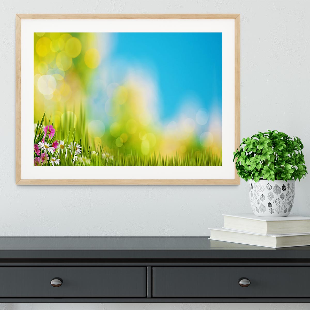 Green foliage under bright summer sun Framed Print - Canvas Art Rocks - 3