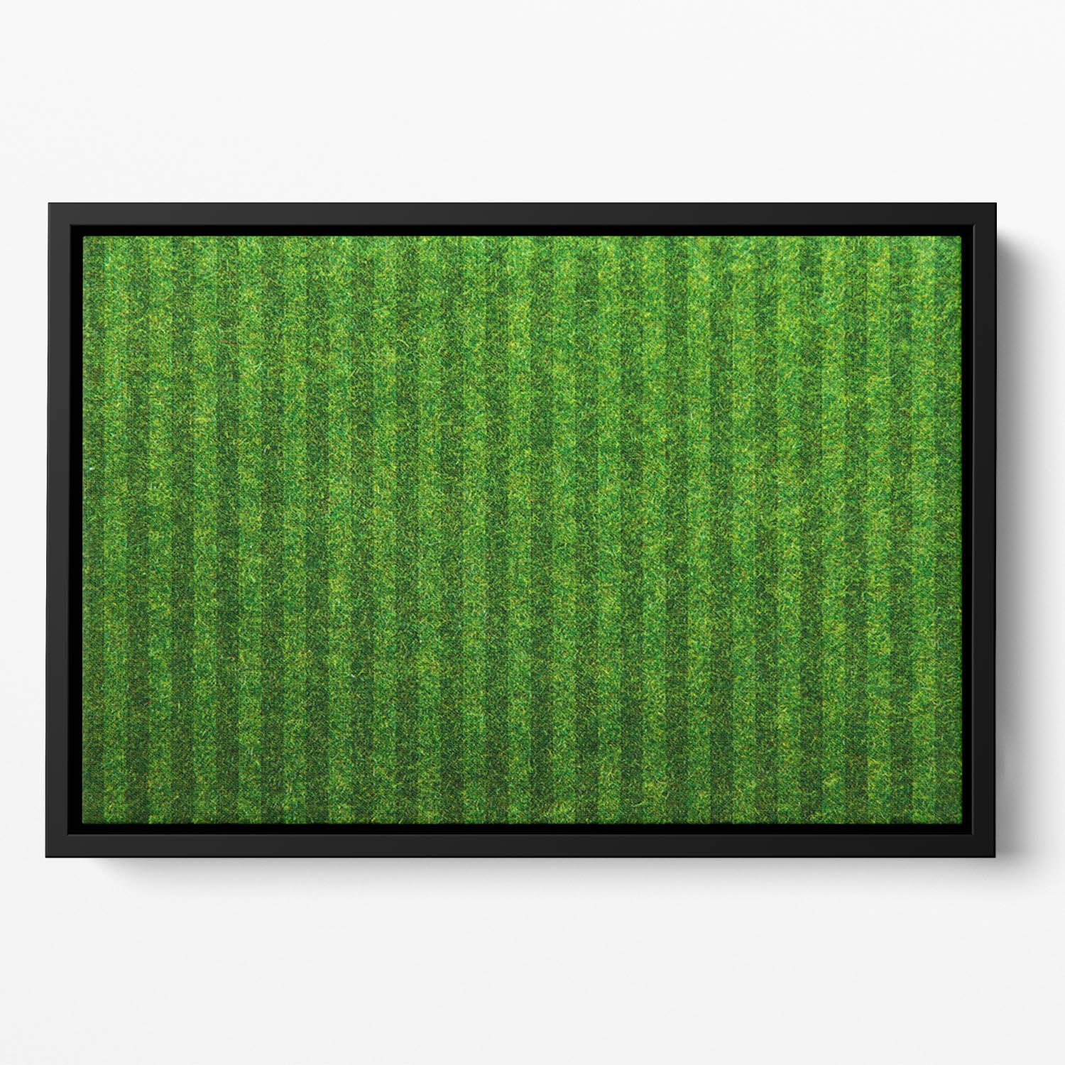 Green grass soccer field Floating Framed Canvas