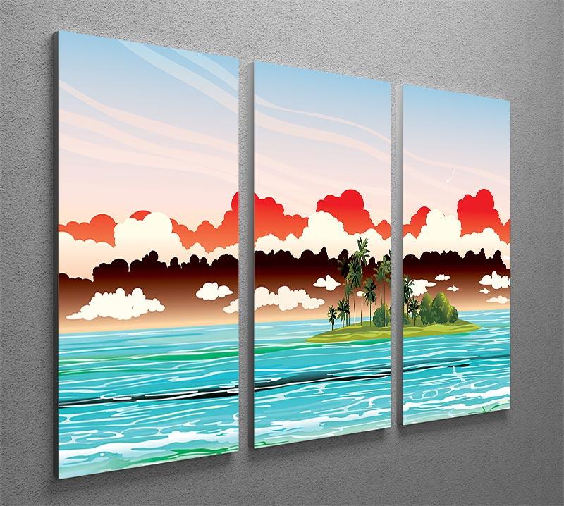 Green island with coconut palms 3 Split Panel Canvas Print - Canvas Art Rocks - 2