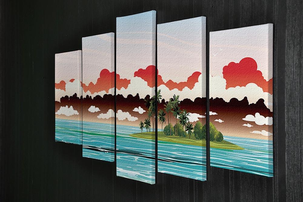 Green island with coconut palms 5 Split Panel Canvas  - Canvas Art Rocks - 2