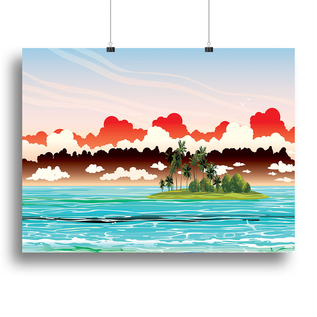 Green island with coconut palms Canvas Print or Poster - Canvas Art Rocks - 2