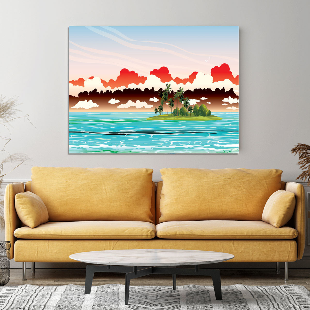 Green island with coconut palms Canvas Print or Poster - Canvas Art Rocks - 4