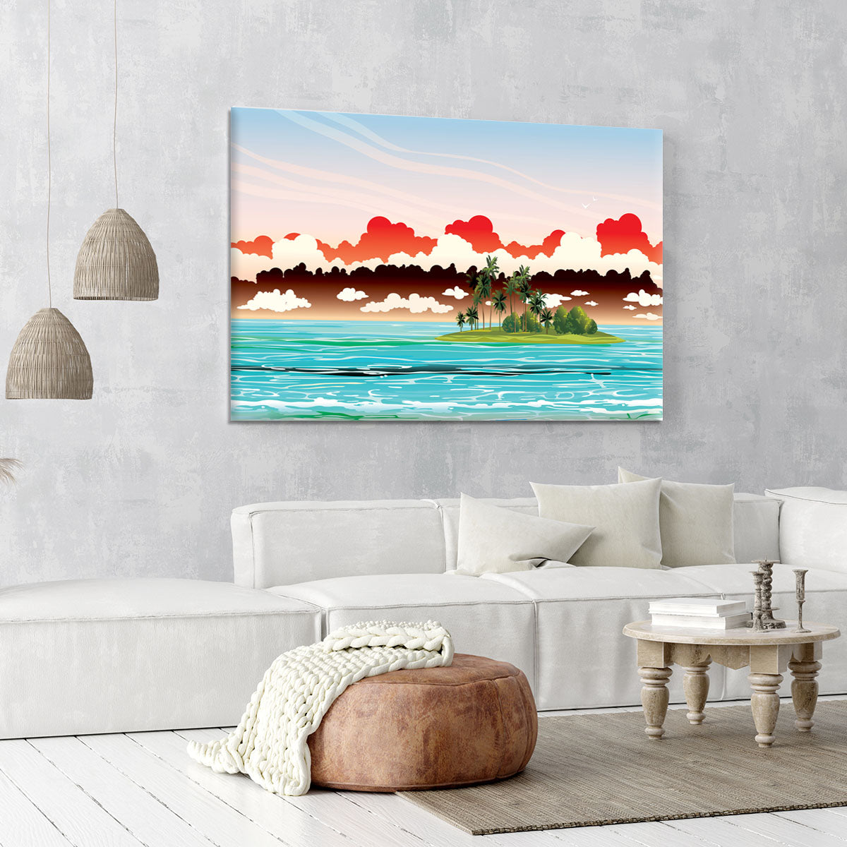 Green island with coconut palms Canvas Print or Poster - Canvas Art Rocks - 6