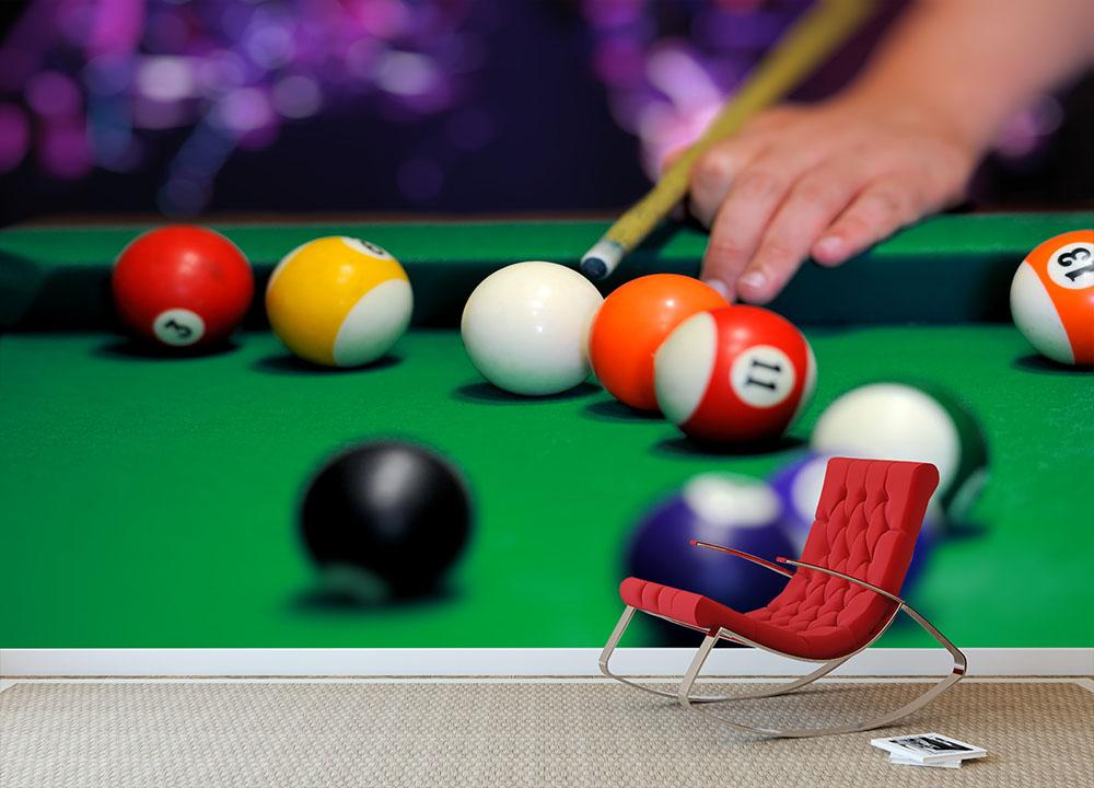 Green pool table Wall Mural Wallpaper - Canvas Art Rocks - 2