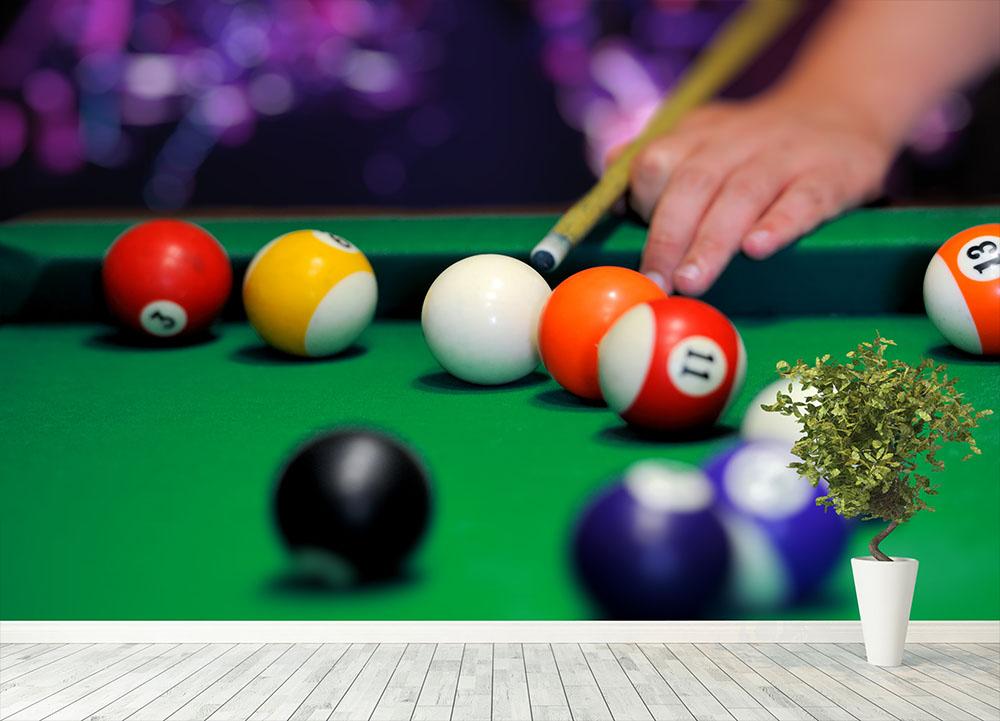 Green pool table Wall Mural Wallpaper - Canvas Art Rocks - 4