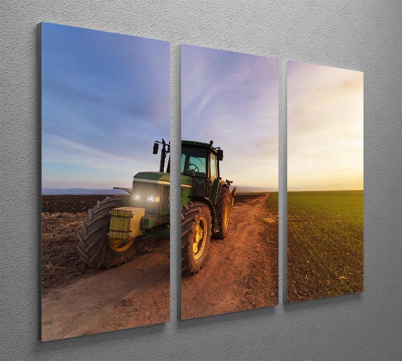 Green tractor 3 Split Panel Canvas Print - Canvas Art Rocks - 2