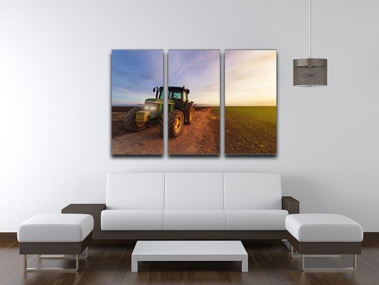 Green tractor 3 Split Panel Canvas Print - Canvas Art Rocks - 3