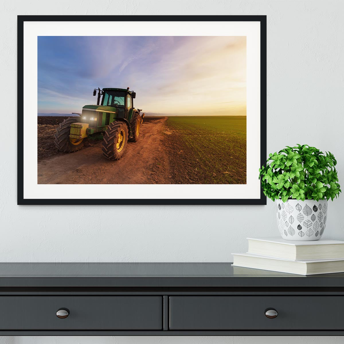 Green tractor Framed Print - Canvas Art Rocks - 1