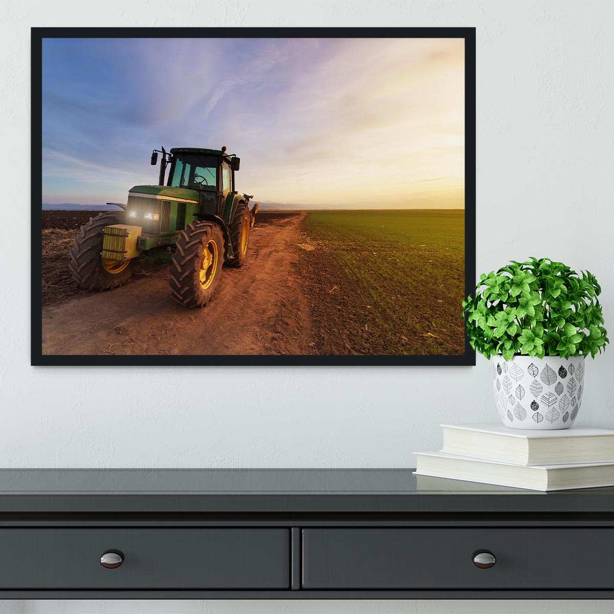 Green tractor Framed Print - Canvas Art Rocks - 2