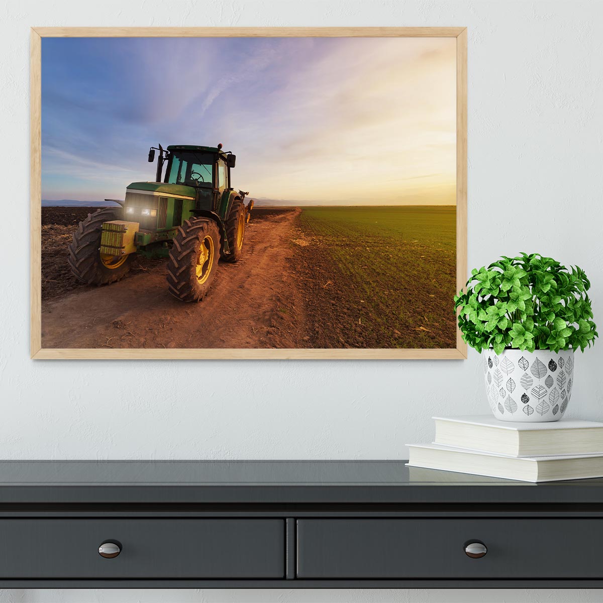Green tractor Framed Print - Canvas Art Rocks - 4