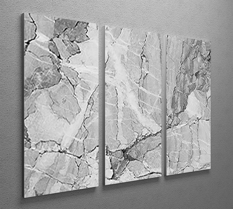 Grey Abstract Textured Marble 3 Split Panel Canvas Print - Canvas Art Rocks - 2