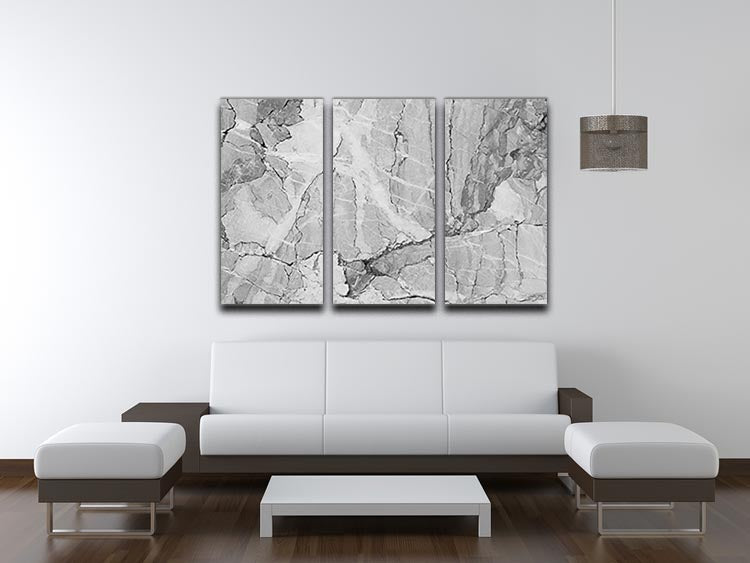 Grey Abstract Textured Marble 3 Split Panel Canvas Print - Canvas Art Rocks - 3