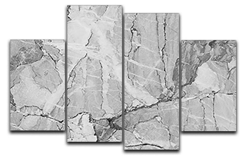 Grey Abstract Textured Marble 4 Split Panel Canvas - Canvas Art Rocks - 1