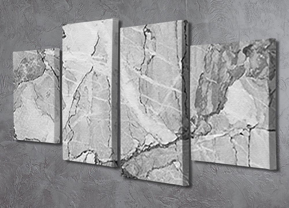 Grey Abstract Textured Marble 4 Split Panel Canvas - Canvas Art Rocks - 2