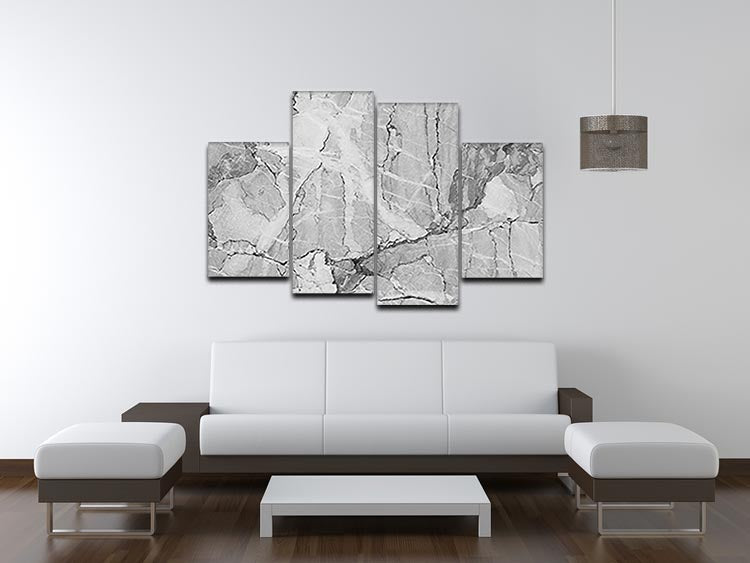 Grey Abstract Textured Marble 4 Split Panel Canvas - Canvas Art Rocks - 3