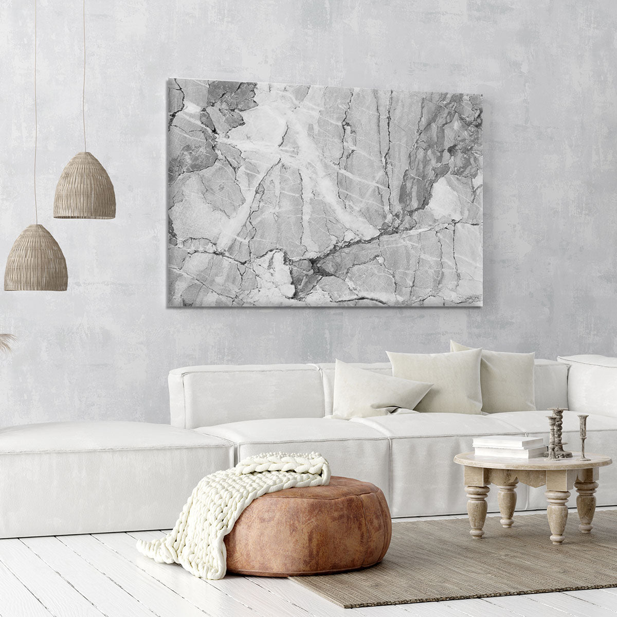 Grey Abstract Textured Marble Canvas Print or Poster - Canvas Art Rocks - 6