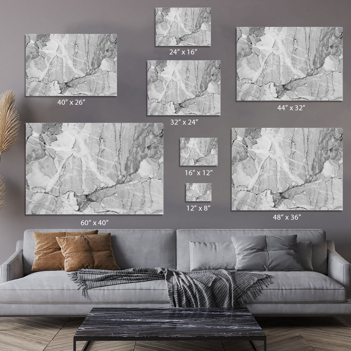 Grey Abstract Textured Marble Canvas Print or Poster - Canvas Art Rocks - 7