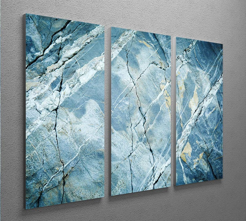 Grey and Light Blue Stone Marble 3 Split Panel Canvas Print - Canvas Art Rocks - 2