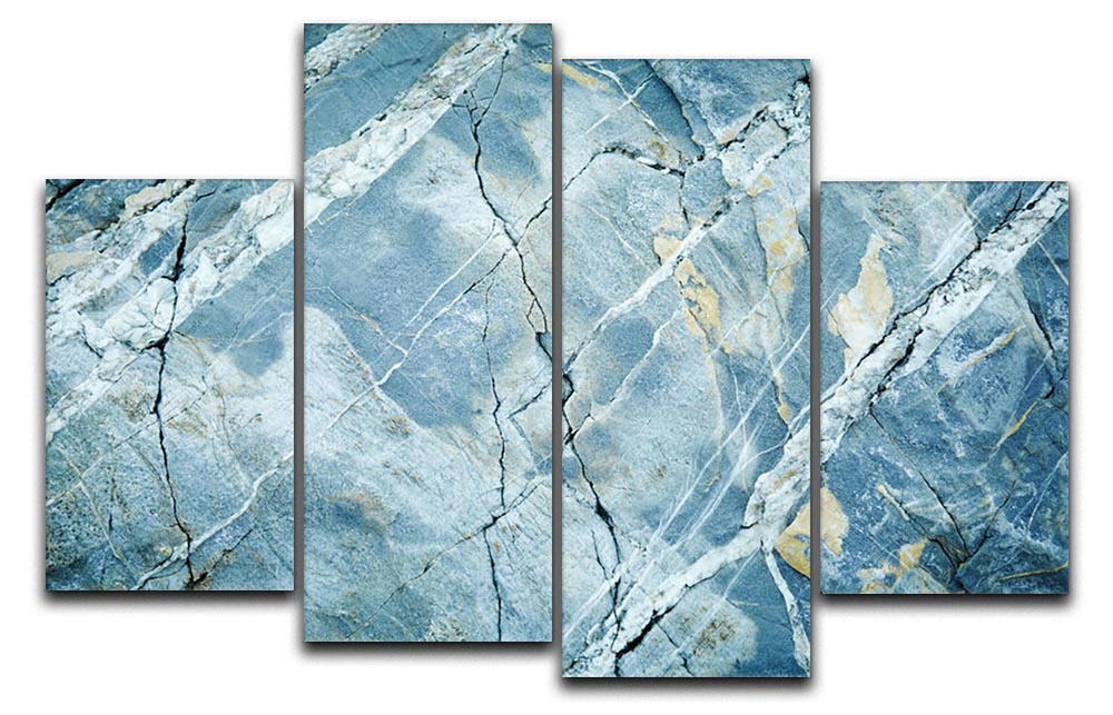 Grey and Light Blue Stone Marble 4 Split Panel Canvas - Canvas Art Rocks - 1