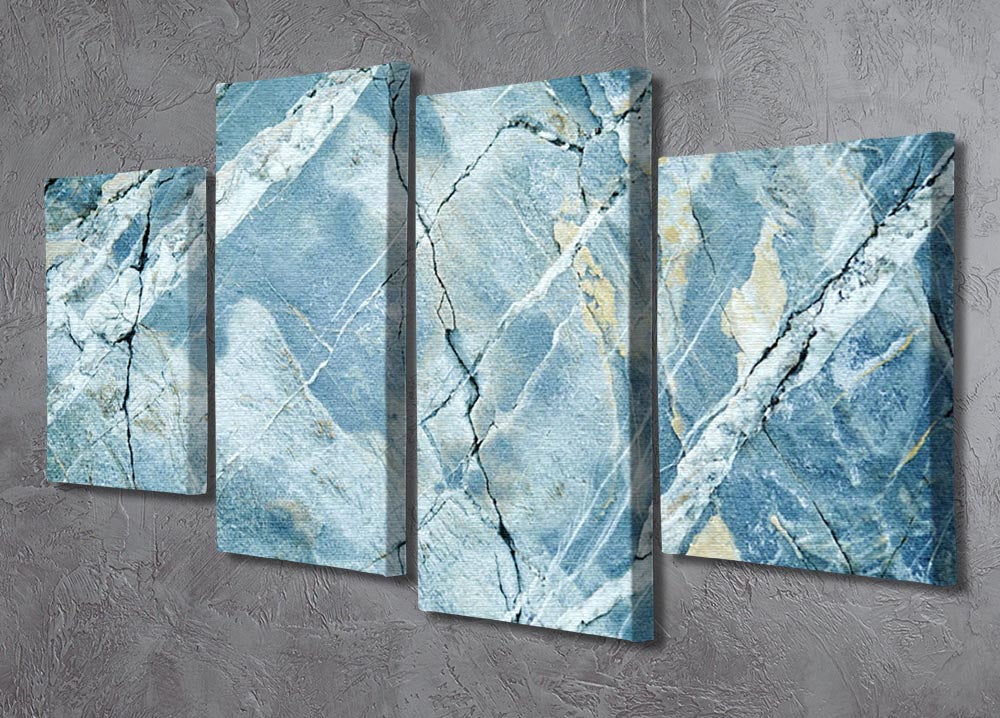 Grey and Light Blue Stone Marble 4 Split Panel Canvas - Canvas Art Rocks - 2