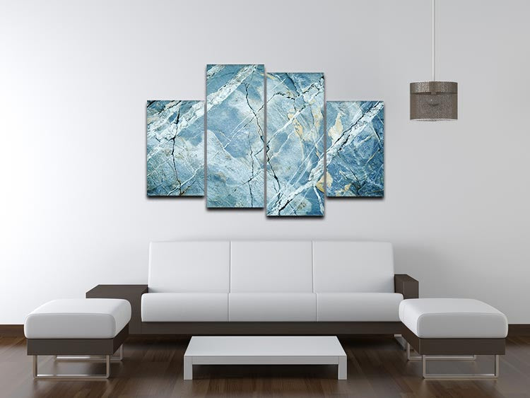 Grey and Light Blue Stone Marble 4 Split Panel Canvas - Canvas Art Rocks - 3