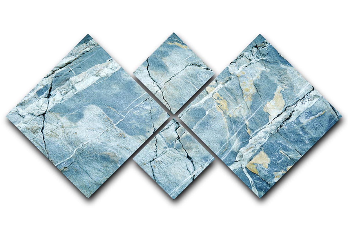 Grey and Light Blue Stone Marble 4 Square Multi Panel Canvas - Canvas Art Rocks - 1