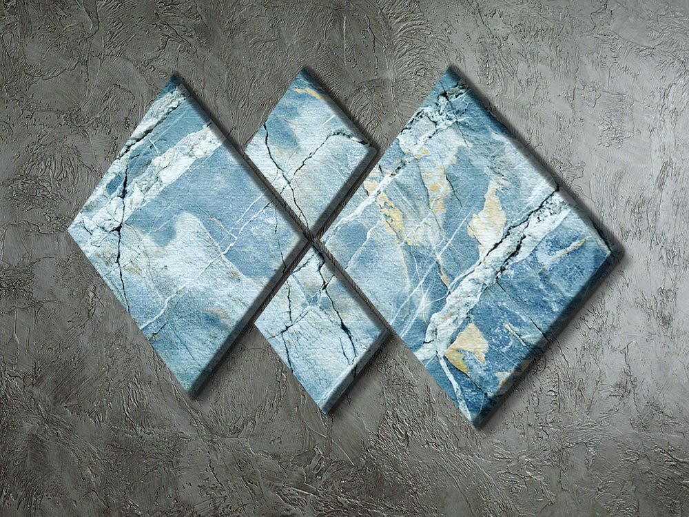 Grey and Light Blue Stone Marble 4 Square Multi Panel Canvas - Canvas Art Rocks - 2