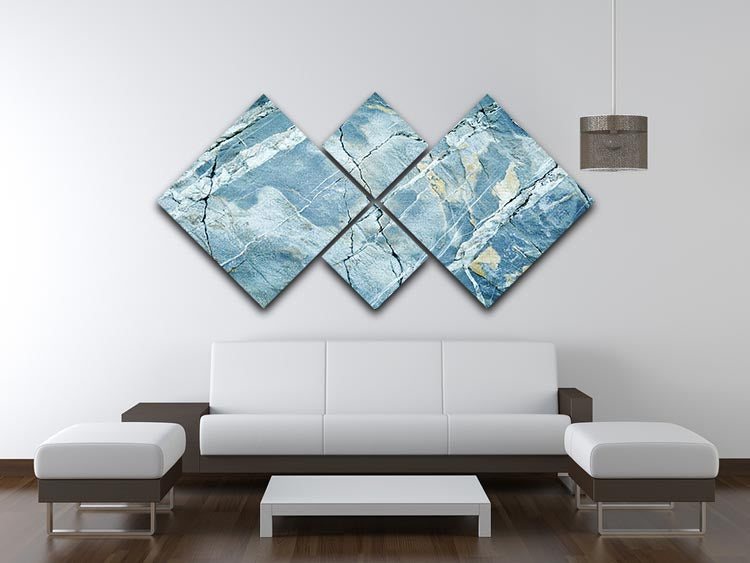Grey and Light Blue Stone Marble 4 Square Multi Panel Canvas - Canvas Art Rocks - 3