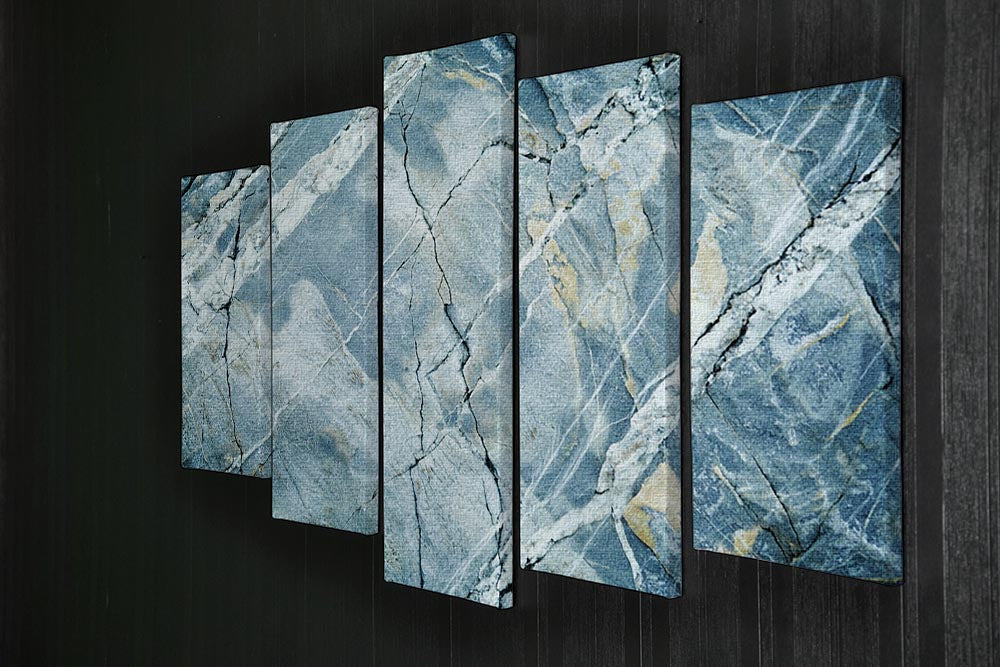 Grey and Light Blue Stone Marble 5 Split Panel Canvas - Canvas Art Rocks - 2