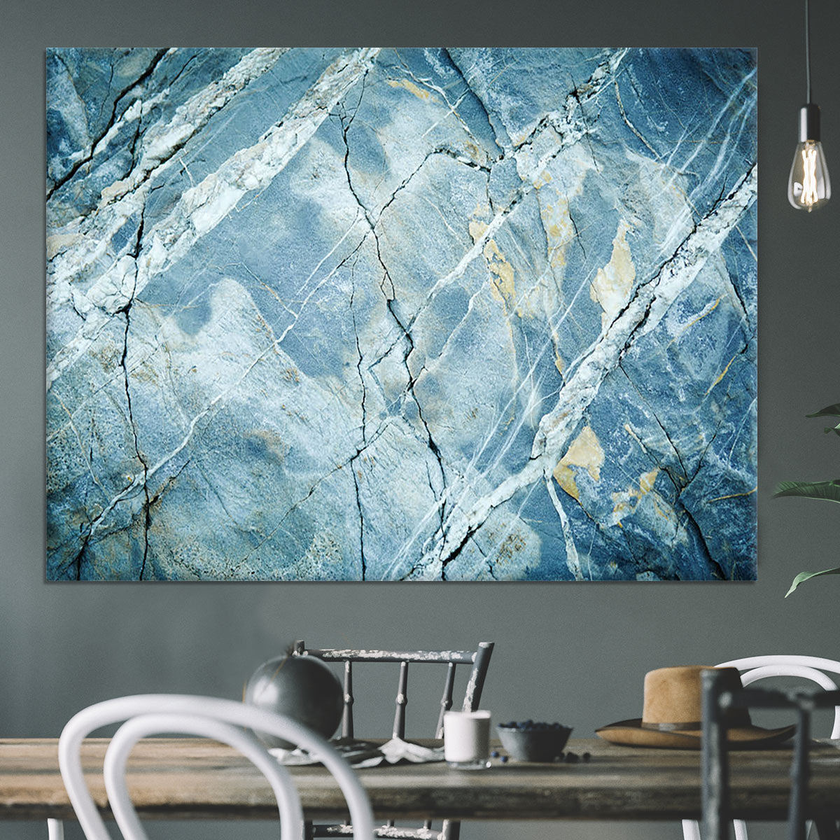 Grey and Light Blue Stone Marble Canvas Print or Poster - Canvas Art Rocks - 3