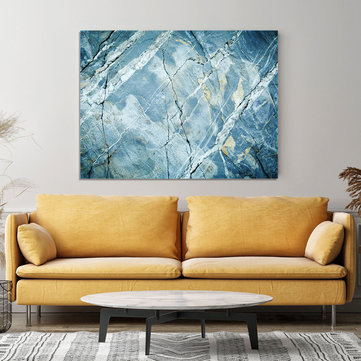 Grey and Light Blue Stone Marble Canvas Print or Poster - Canvas Art Rocks - 4