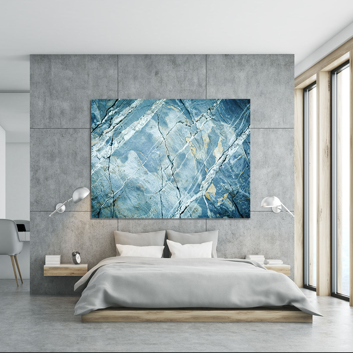 Grey and Light Blue Stone Marble Canvas Print or Poster - Canvas Art Rocks - 5