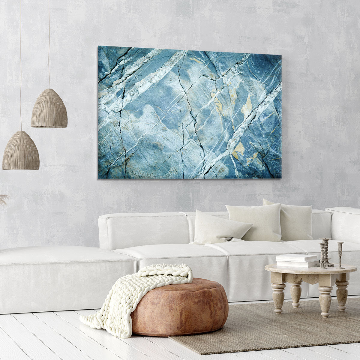 Grey and Light Blue Stone Marble Canvas Print or Poster - Canvas Art Rocks - 6