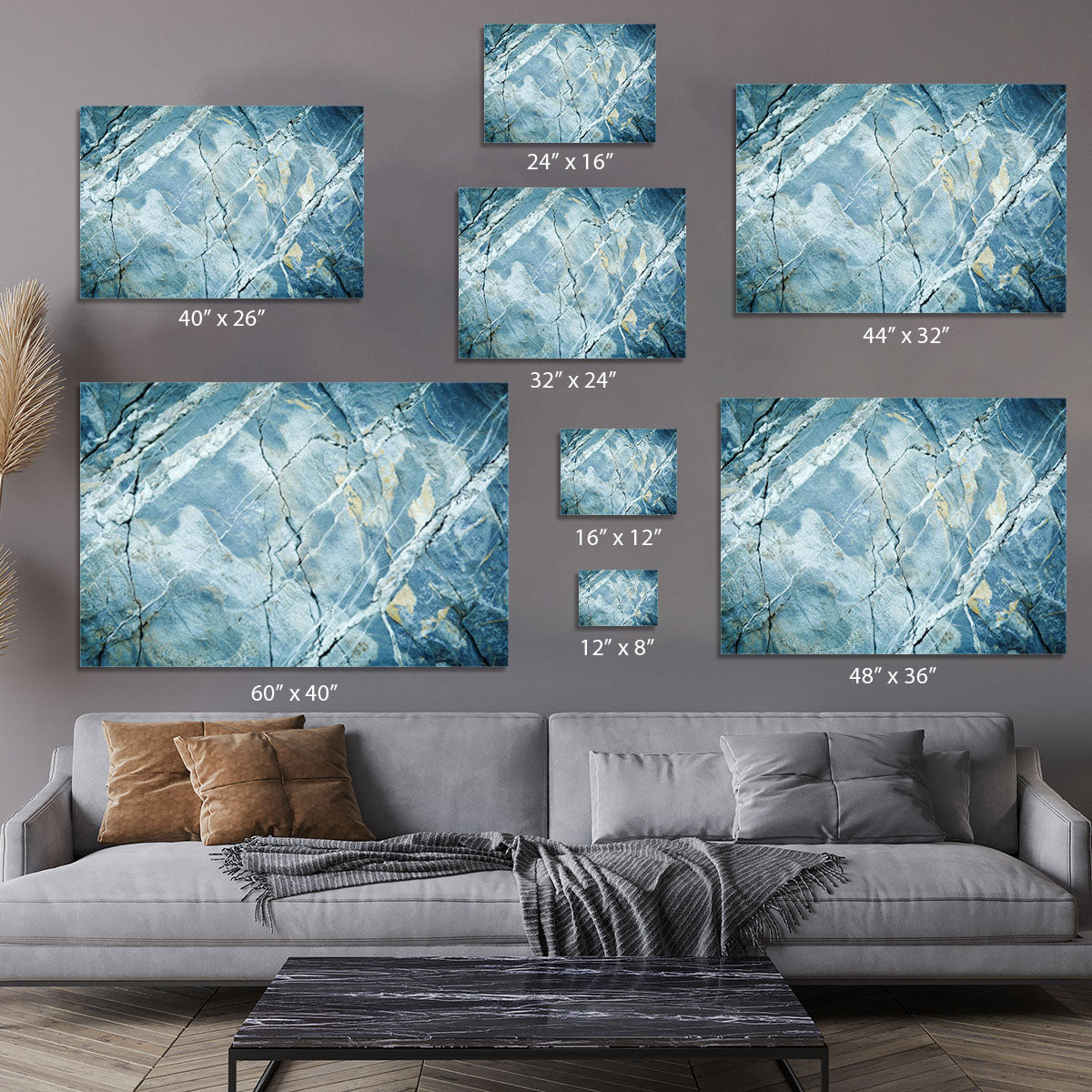 Grey and Light Blue Stone Marble Canvas Print or Poster - Canvas Art Rocks - 7