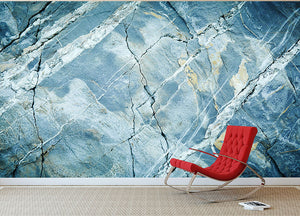 Grey and Light Blue Stone Marble Wall Mural Wallpaper - Canvas Art Rocks - 2