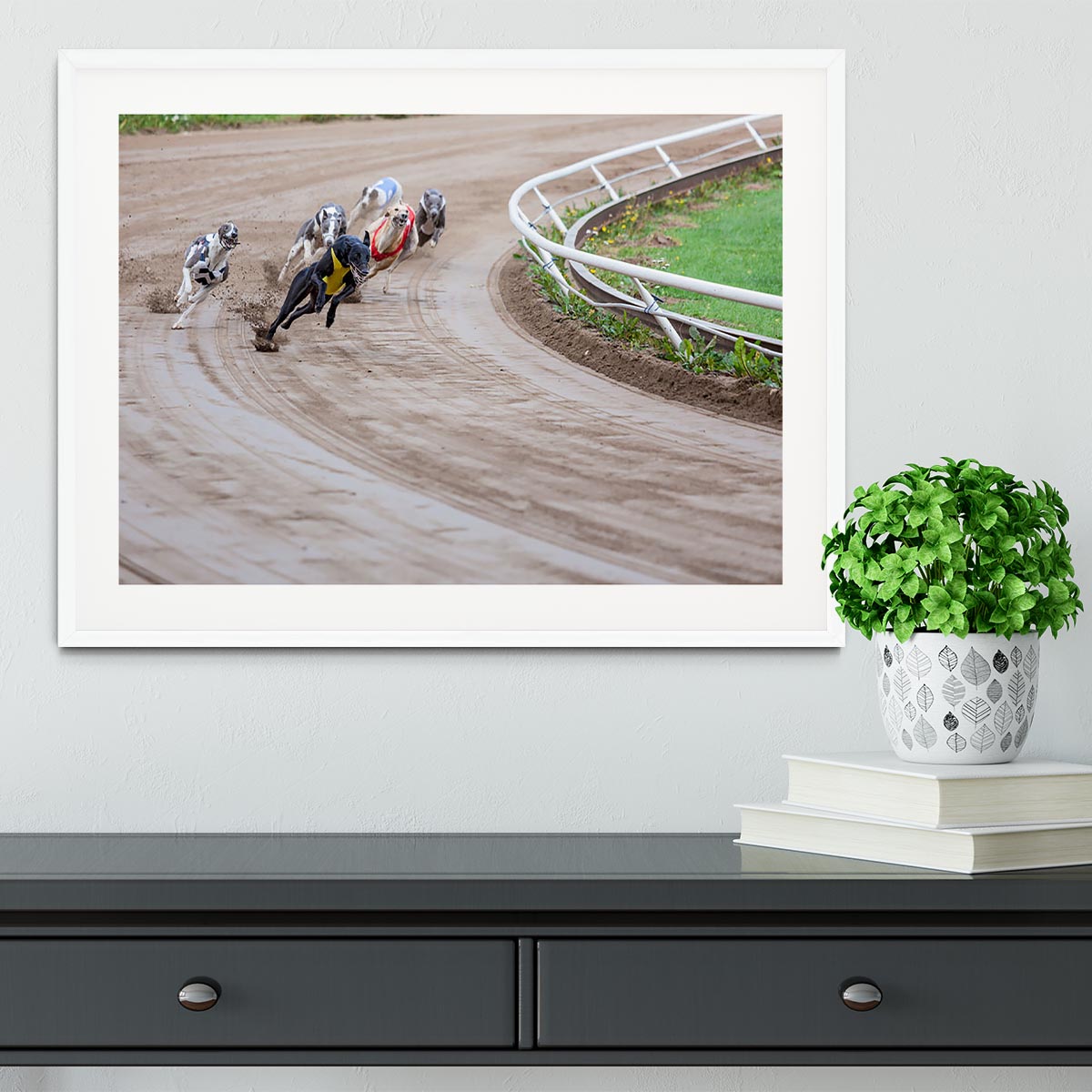Greyhound dogs racing Framed Print - Canvas Art Rocks - 5