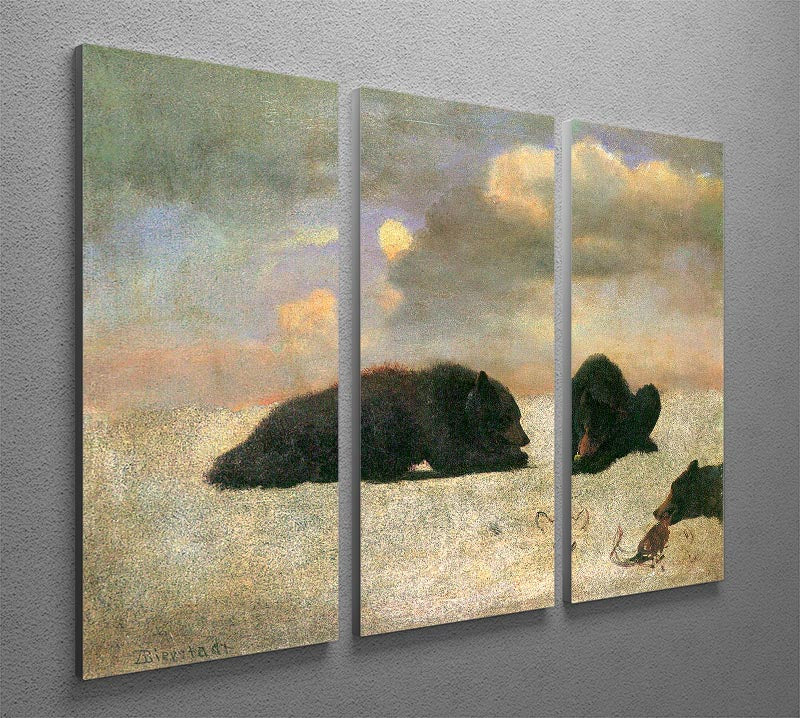 Grizzly Bears by Bierstadt 3 Split Panel Canvas Print - Canvas Art Rocks - 2