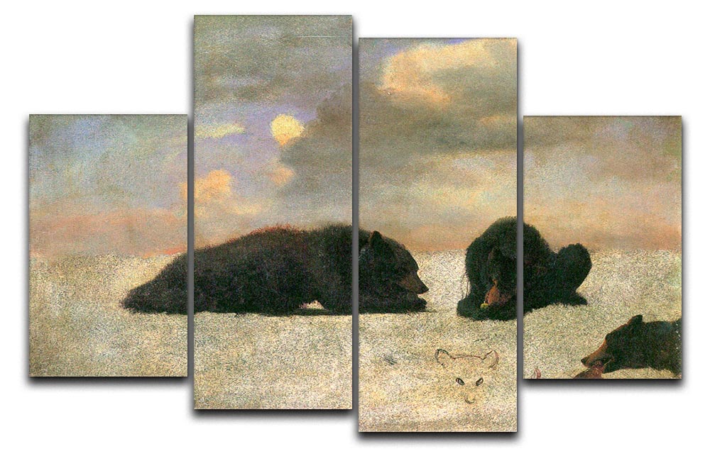 Grizzly Bears by Bierstadt 4 Split Panel Canvas - Canvas Art Rocks - 1