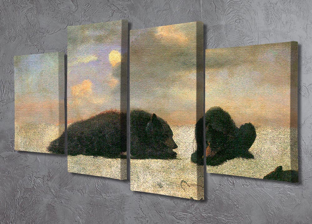Grizzly Bears by Bierstadt 4 Split Panel Canvas - Canvas Art Rocks - 2