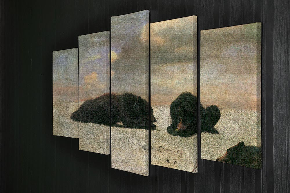 Grizzly Bears by Bierstadt 5 Split Panel Canvas - Canvas Art Rocks - 2